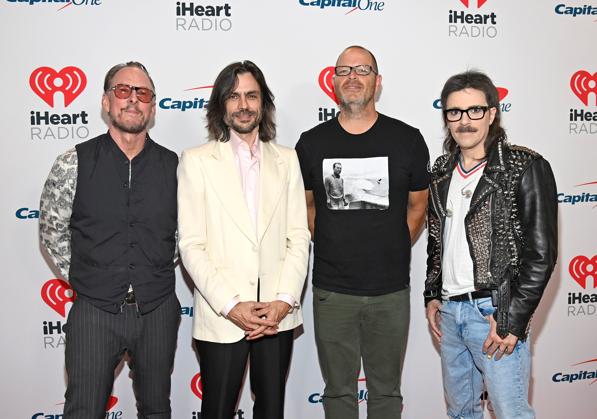Scott Shriner, Brian Bell, Patrick Wilson, and Rivers Cuomo of Weezer attend the 2021 iHeartRadio Music Festival on September 17, 2021 at T-Mobile Arena in Las Vegas, Nevada.