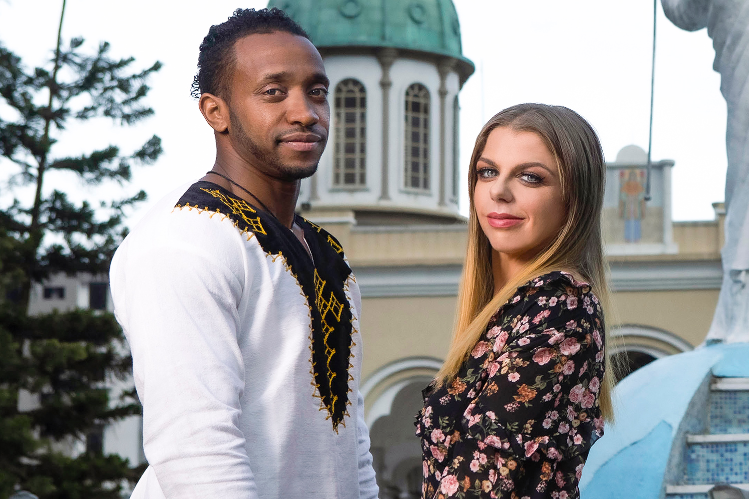 Ari And Bini pose for photos in the street in Addis Ababa, for 90 Day Fiancé: The Other Way on May 11, 2021.