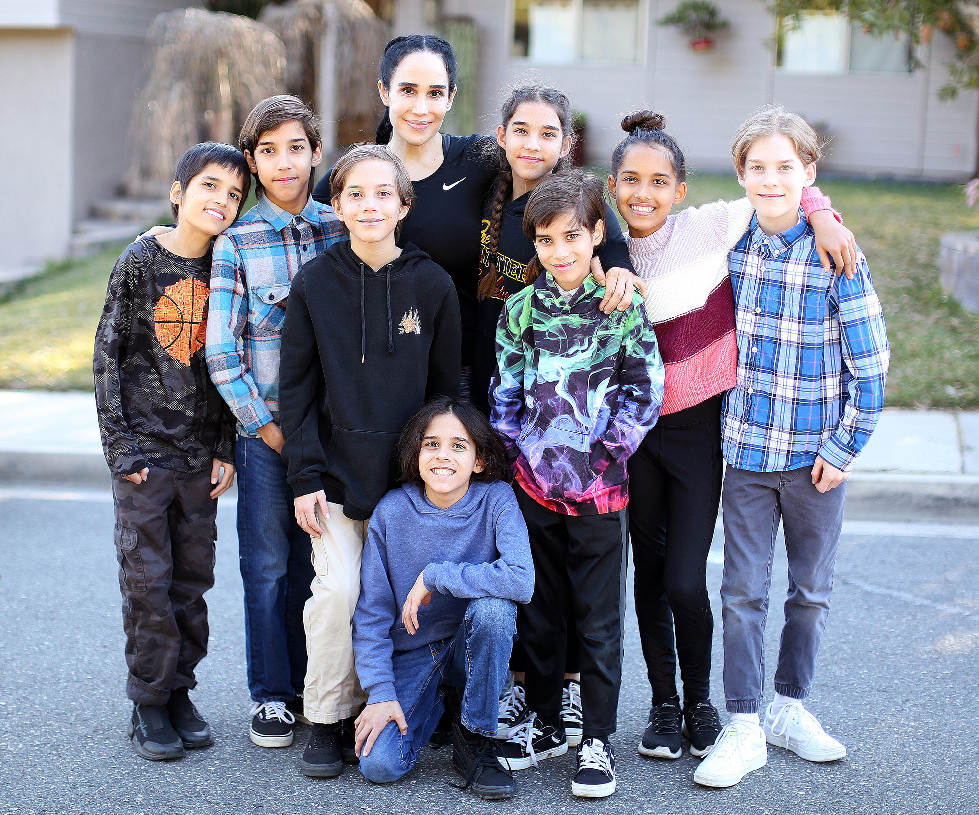 EXCLUSIVE: "Octomom' Natalie Suleman celebrates a belated birthday with her octuplets who just turned 13! The adorable family enjoyed a fun time at their local bowling alley before heading to a nearby park to enjoy some vegan cupcakes and playtime in Laguna Niguel,CA. 07 Feb 2022 Pictured: Natalie Suleman & Octuplets.