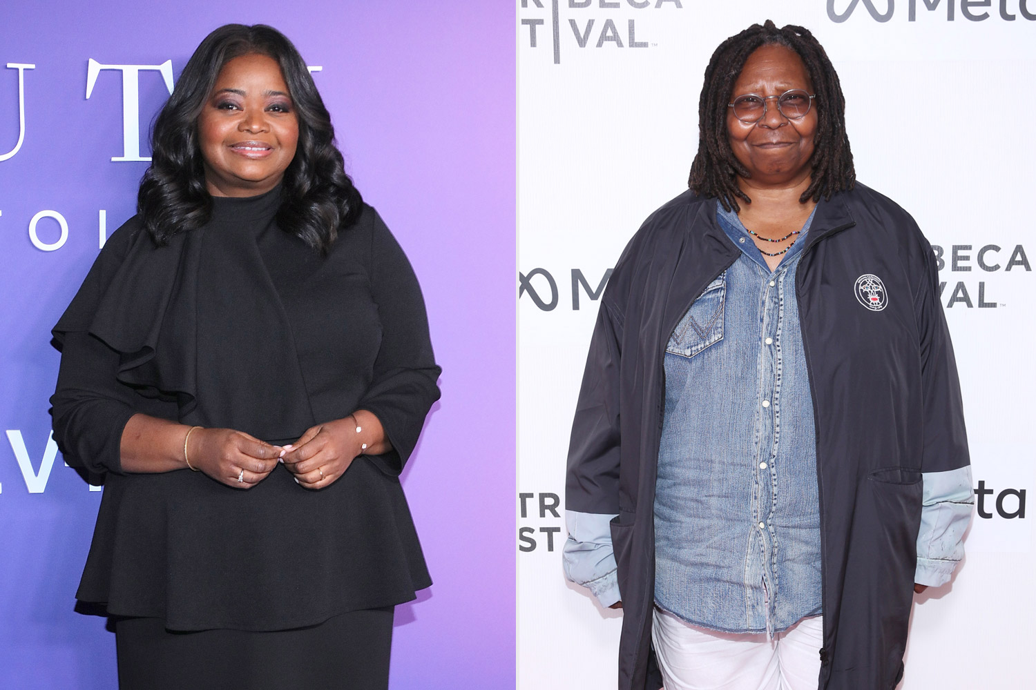 WEST HOLLYWOOD, CALIFORNIA - JANUARY 19: Octavia Spencer attends the Season 3 Premiere of Apple TV's "Truth be Told" at Pacific Design Center on January 19, 2023 in West Hollywood, California. (Photo by Robin L Marshall/FilmMagic); NEW YORK, NEW YORK - JUNE 12: Whoopi Goldberg attends Shorts: Animated Shorts Curated By Whoopi Goldberg during the 2022 Tribeca Festival at Village East Cinema on June 12, 2022 in New York City. (Photo by Rob Kim/Getty Images for Tribeca Festival)