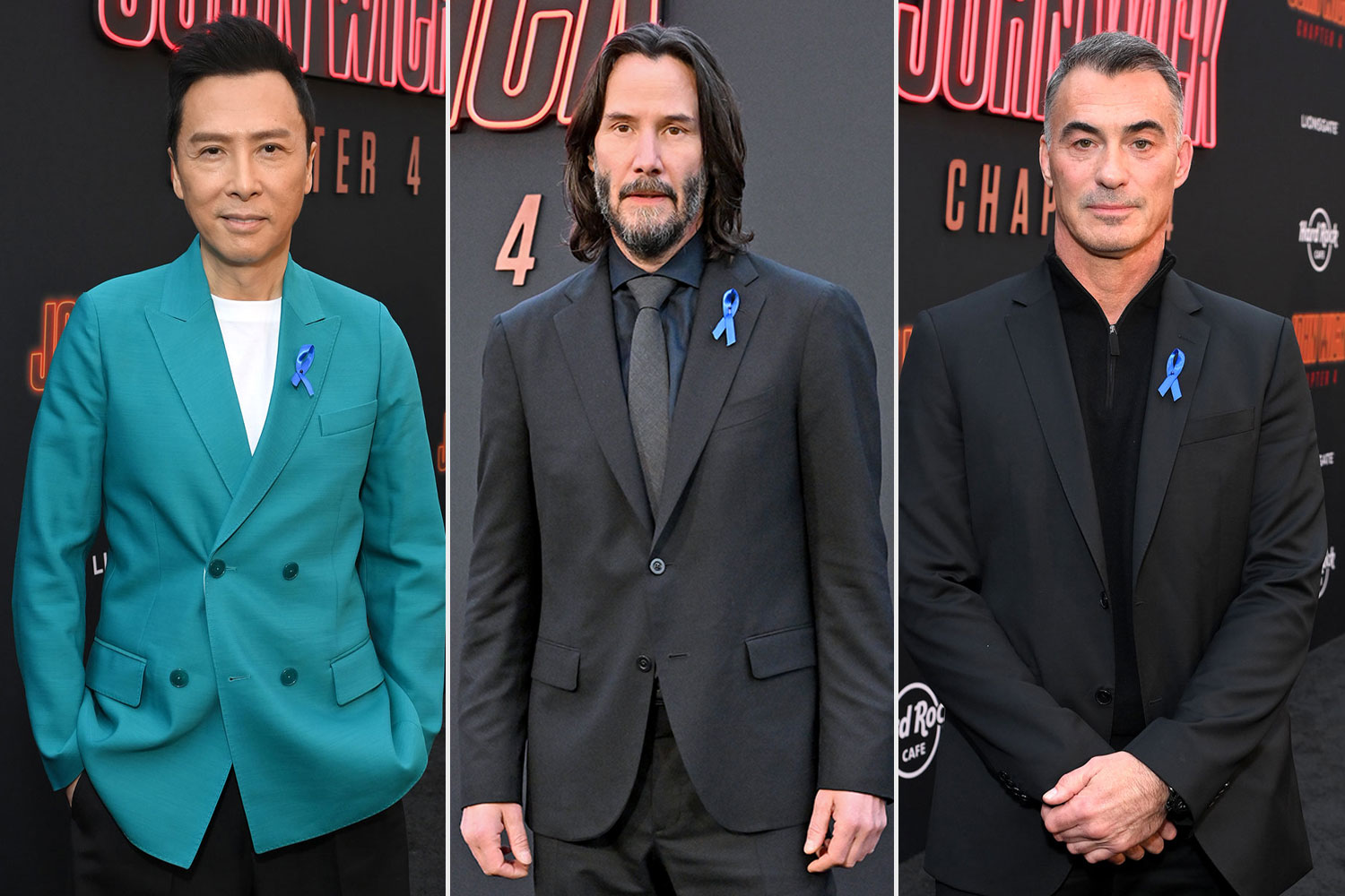 Keanu Reeves and John Wick Costars Wear Blue Ribbon to Honor Lance Reddick at Premiere Days After His Death