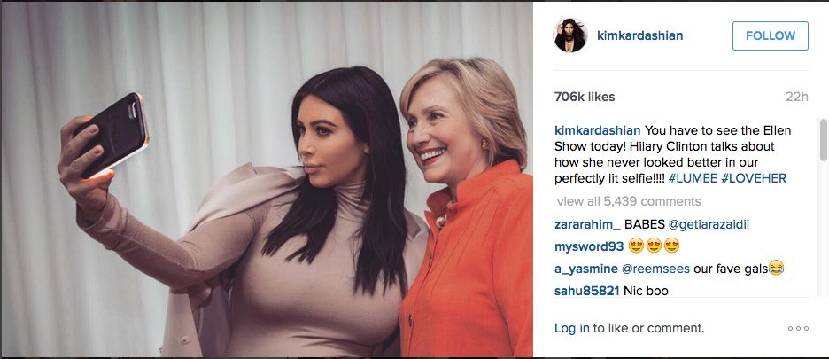 Kim Kardashian West y Hillary Clinton