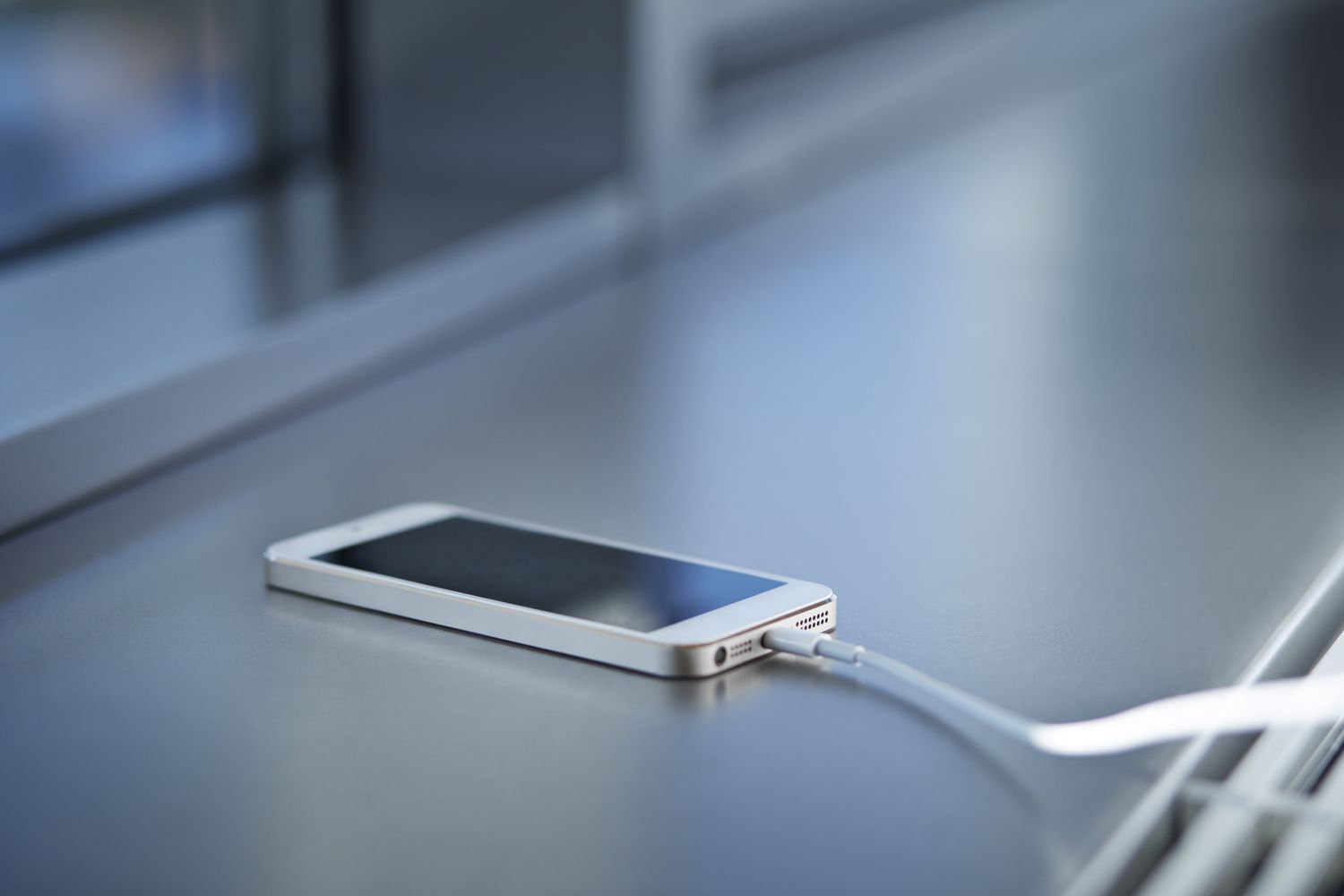 Close-up of smartphone charging