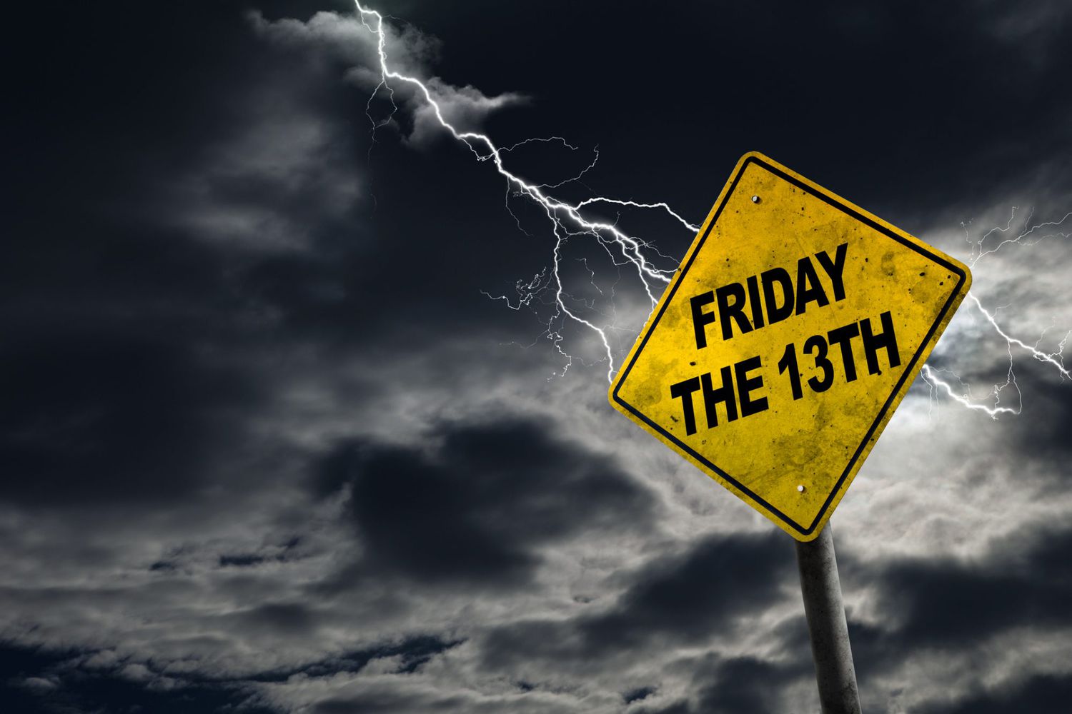 Friday the 13th Sign With Stormy Background