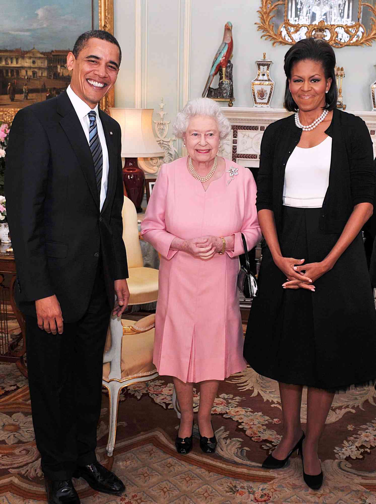 Barack Obama, Michelle Obama y Queen Elizabeth II