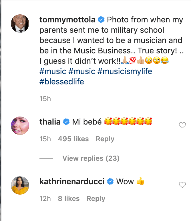 Thal&iacute;a comenta a su esposo Tommy Mottola