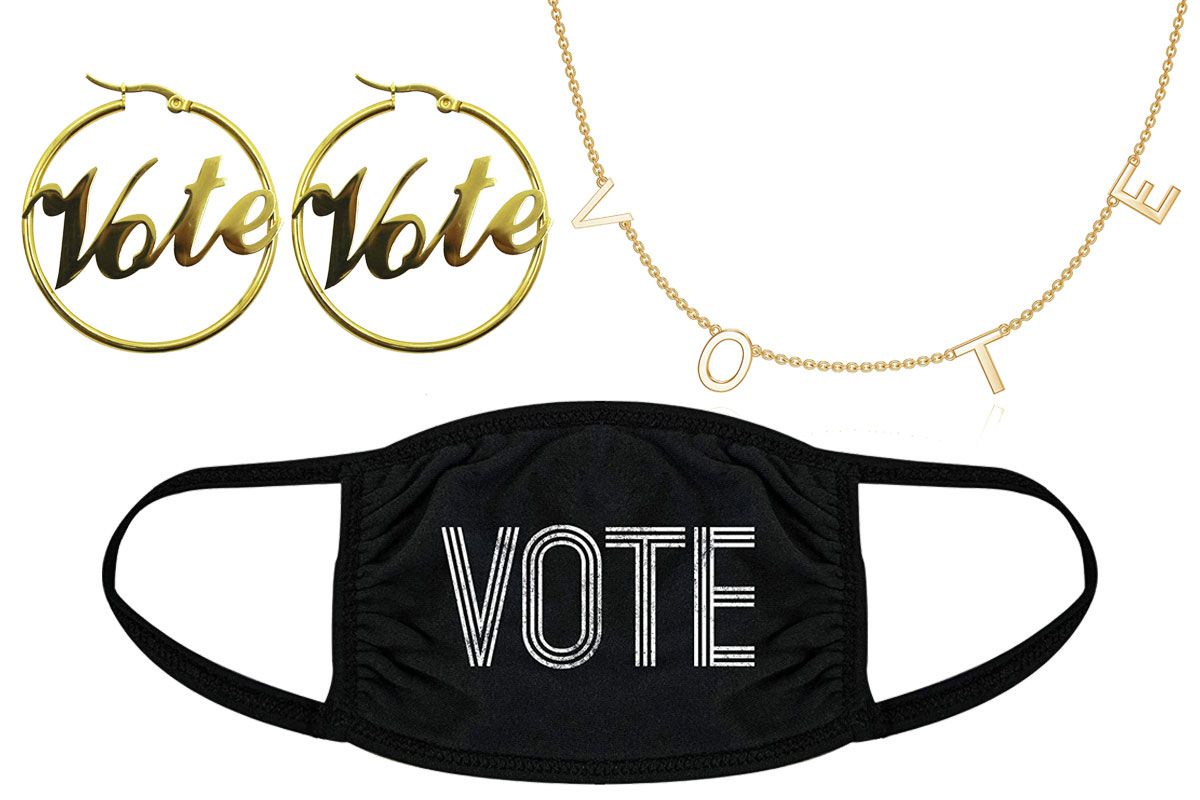 vote earrings necklace mask