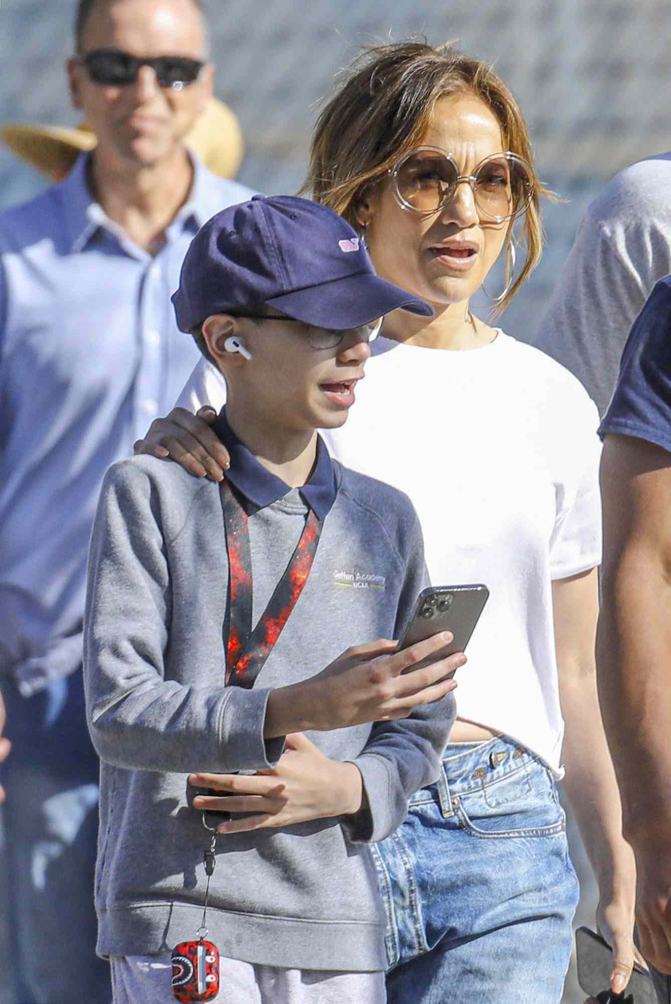 Jennifer Lopez Watches Emme’s Baseball Game with Max