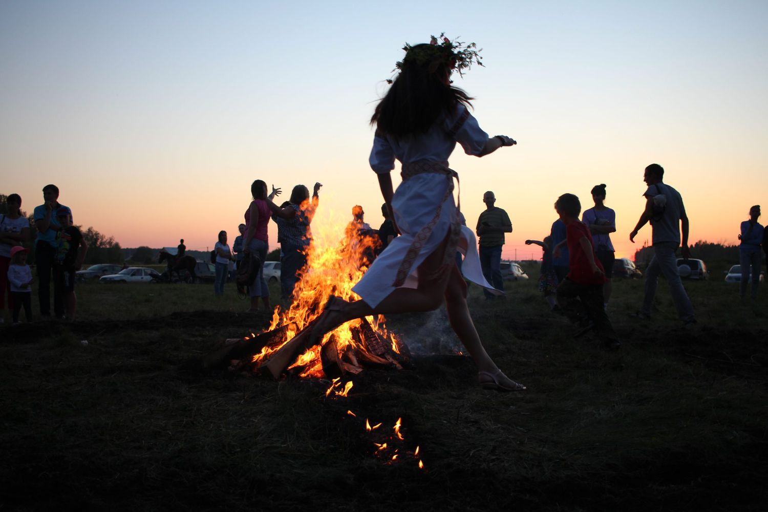 <p>In Eastern Europe, the summer solstice coincides with Ivan Kupala Day, which is associated with falling in love.</p>
                            <p>Traditionally, young unmarried women would float floral wreaths in the river with candles as bachelors awaited on the other side to catch them.</p>
                            <p>If caught, they would become a couple. Couples would also leap through the flames of a bonfire together while holding hands, if they don't let go then their love is said to last.</p>
                            
