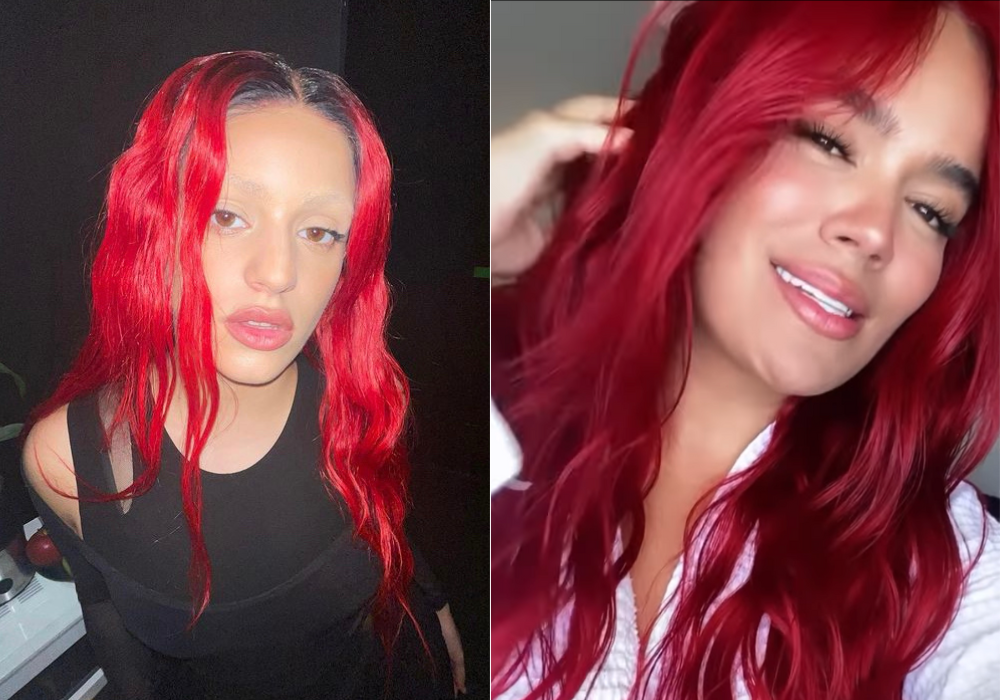 Cuidar cabello coloreado rojo vivo Karol G Rosalía