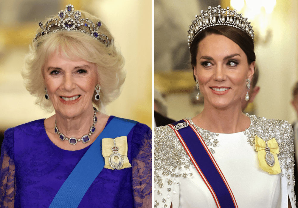 Camilla pArker y Kate Middleton estrenan joyas en visita de estado