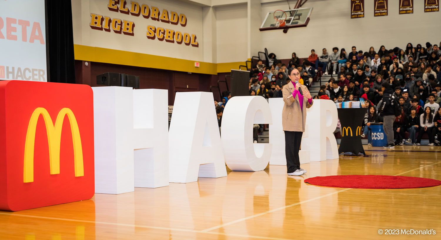 Katya at El Dorado High School on behalf of the McDonald's HACER Scholarship