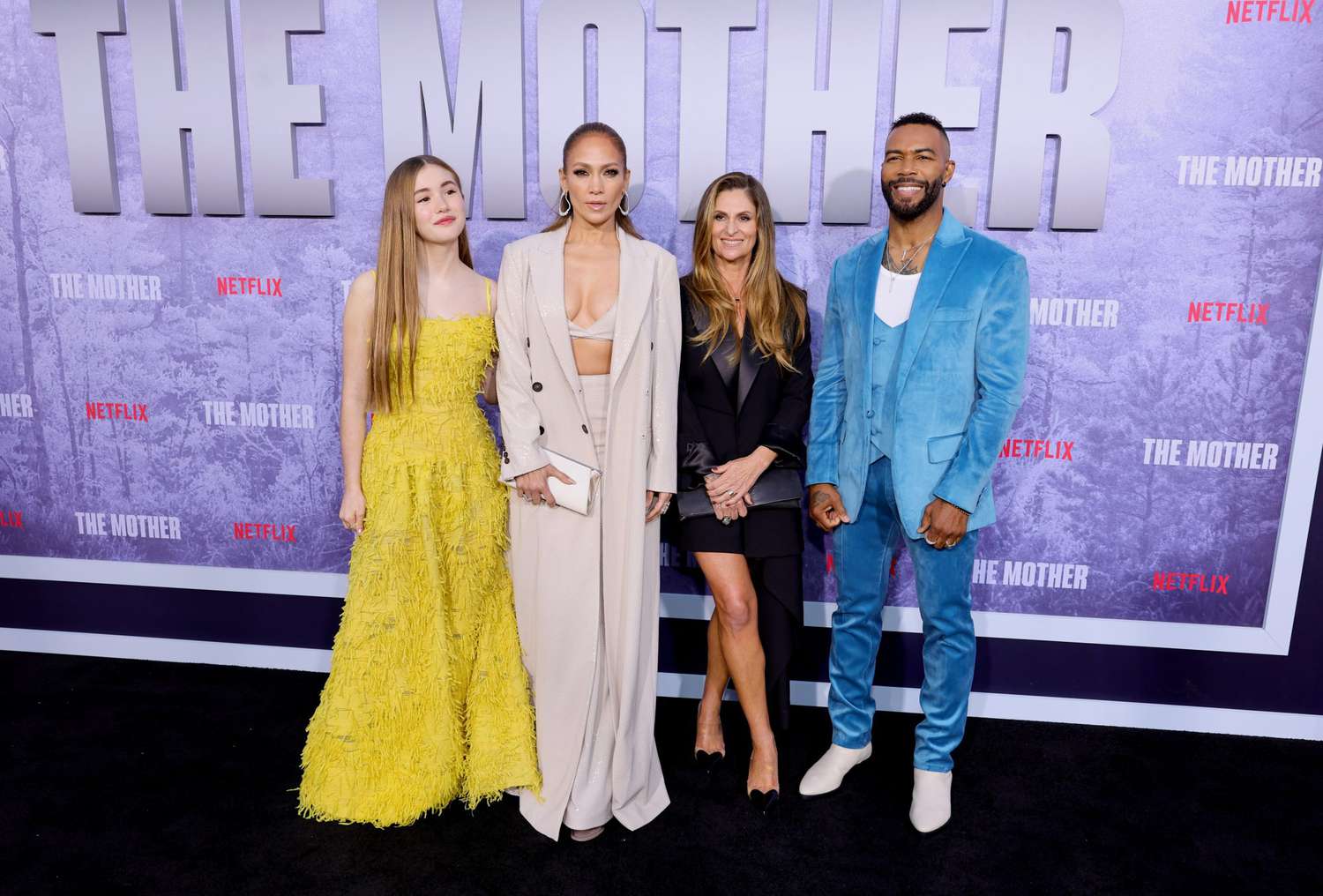 Jennifer Lopez, Lucy Paez, Omari Hardwick, and director Niki Caro at "The Mother" premiere.