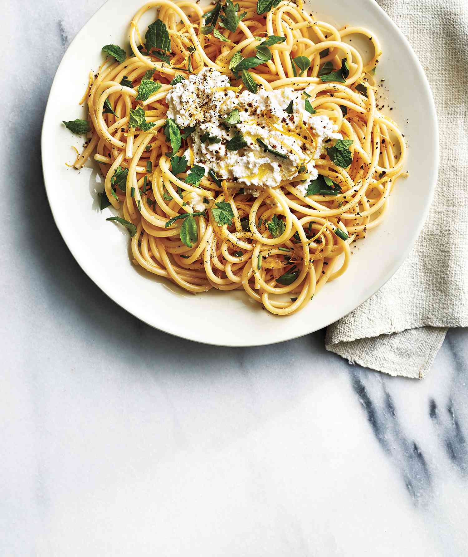 Homemade Fresh Ricotta on pasta