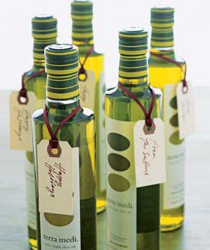 Wine bottles with holiday tags