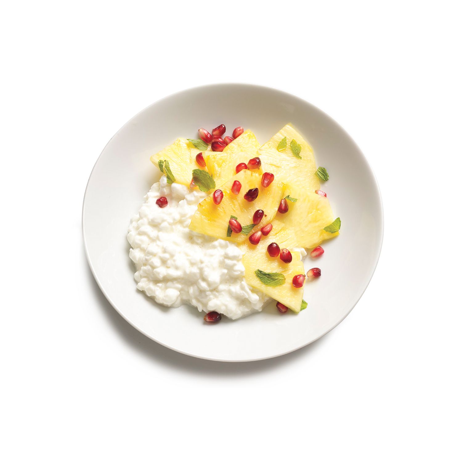 Cottage Cheese With Minted Pineapple