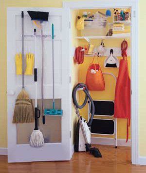 Closet full of cleaning tools