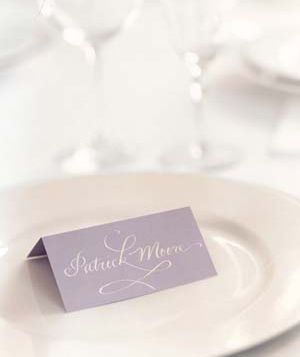 Place card on plate