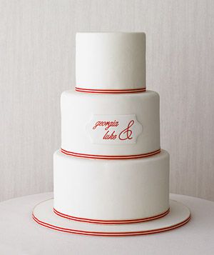 Tiered wedding cake with monogram