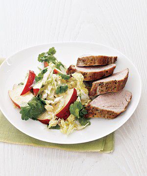 Pork Tenderloin With Cabbage and Apple Slaw 