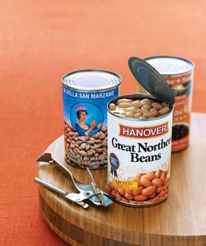 Cans of beans with can opener
