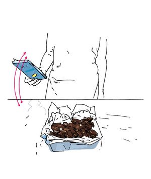Illustration of how to break up chocolate