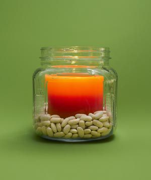 Beans as candle anchor