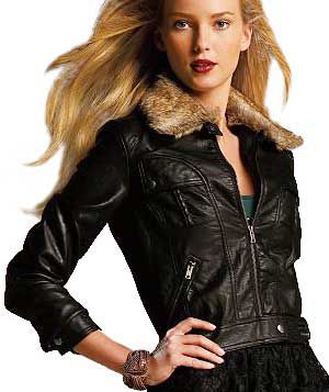 Faux Leather Bomber Jacket by Elle