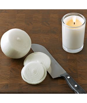 Candle used to burn off onion fumes