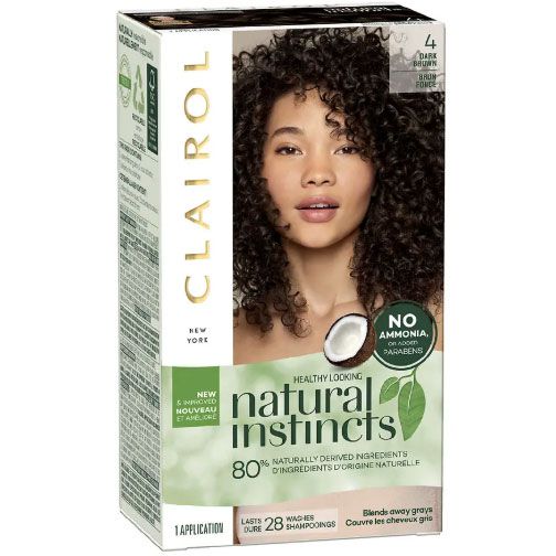 Test dyes on a small section of hair: Clairol Natural Instincts