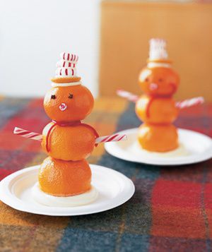 Oranges as Mini Snowman