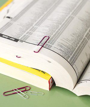 Paper clip used to mark phonebook