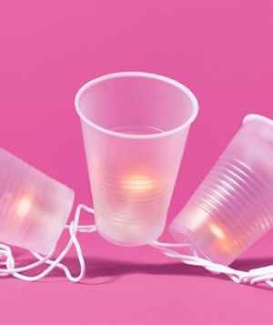 Plastic cups used as party lanterns