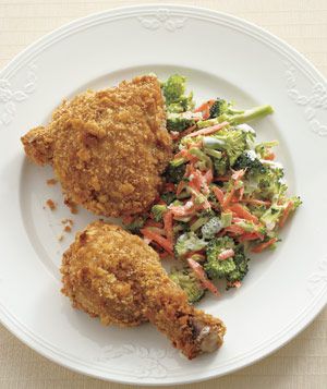 Oven-Fried Chicken With Crunchy Broccoli Slaw 