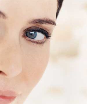 Blue-eyed woman wearing eye makeup