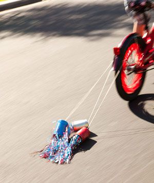 Colorful 4th of July noise-makers for bicycle