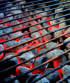 Hot burning charcoal