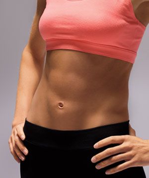 Womans stomach in workout gear