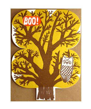 Egg Press Owl Tree card