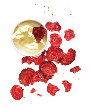 Beet Chips With Curried Yogurt