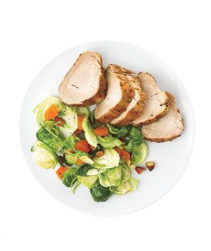 Roasted Pork With Brussels Sprouts and Apricots