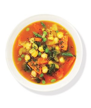 Chickpea, Vegetable, and Pesto Soup