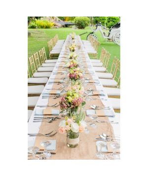 Long reception table on grass