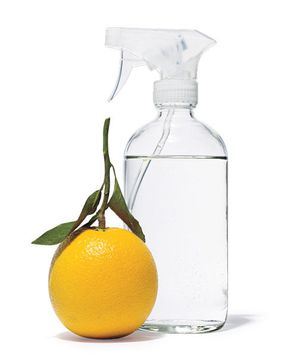 Fresh lemon next to spray bottle