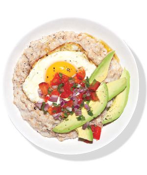 Oatmeal With Fried Egg and Avocado