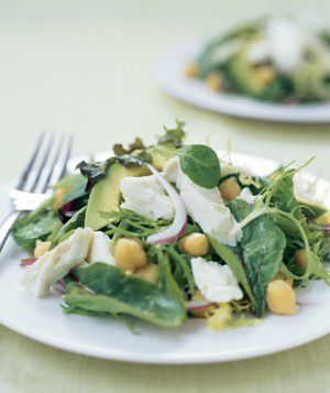 Avocado and Chickpea Salad With Halibut