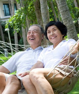 Senior couple in a hammock