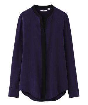 Uniqlo Women Stand Collar Long Sleeve Blouse