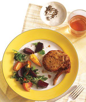 Pork Chops With Roasted Beets and Oranges