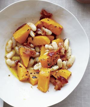 Pumpkin With White Beans and Bacon